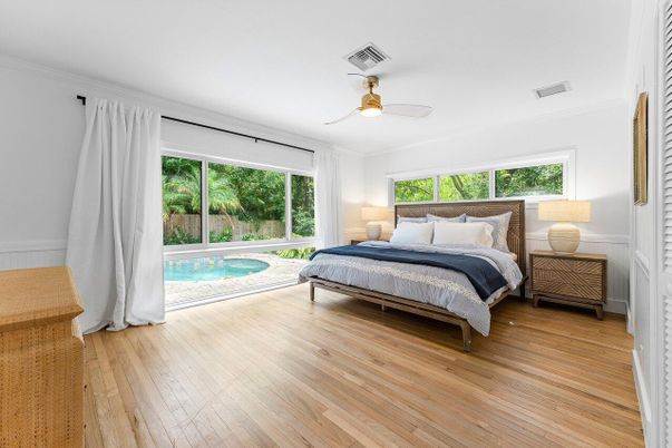 Bedroom, Interior, Pool, Wood Texture Flooring
