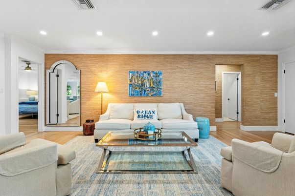 Interior, Living room, Recessed Lighting, Wood Texture Flooring