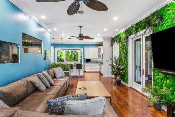 Interior, Kitchen, Living room, Recessed Lighting, Wood Texture Flooring
