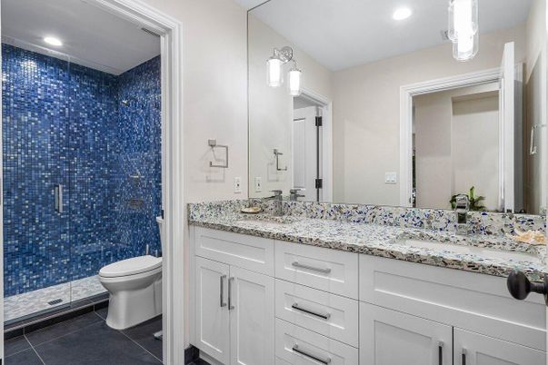 Bathroom, Dual Sink Vanities, Glass Shower, Interior, Recessed Lighting