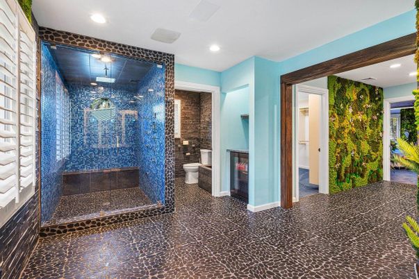 Bathroom, Glass Shower, Interior, Recessed Lighting