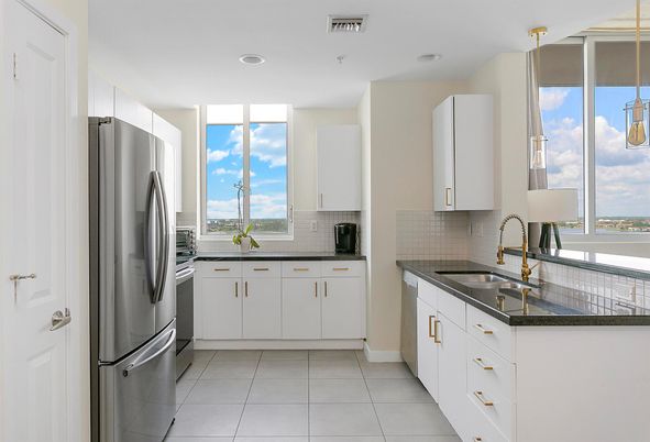 Interior, Kitchen, Recessed Lighting, Stainless Steel Appliances, Water