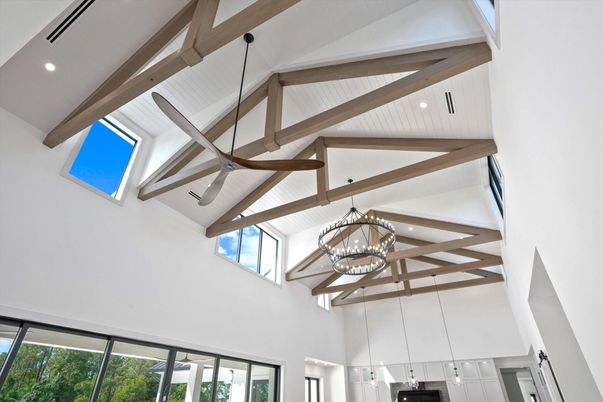 Chandelier, Interior, Recessed Lighting, Wooden Beams