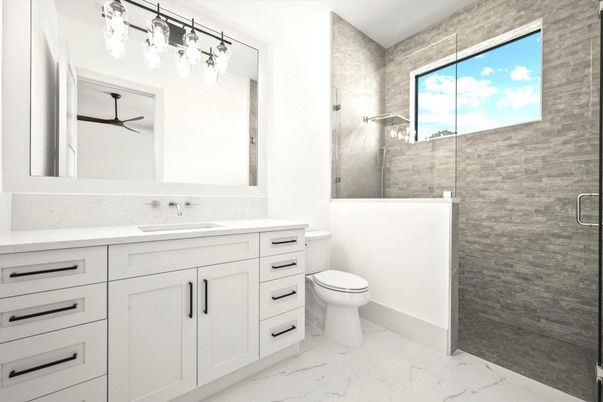 Bathroom, Glass Shower, Interior, Marble