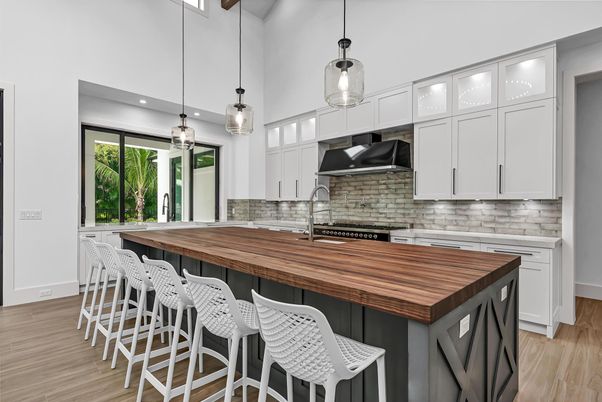 Interior, Kitchen, Pendant Lights, Recessed Lighting, Wood Texture Flooring