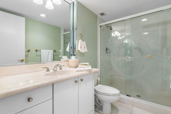 Bathroom, Glass Shower, Interior, Recessed Lighting