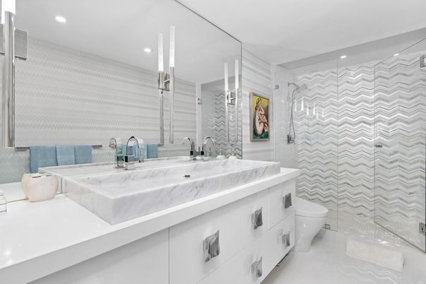 Bathroom, Glass Shower, Interior, Recessed Lighting