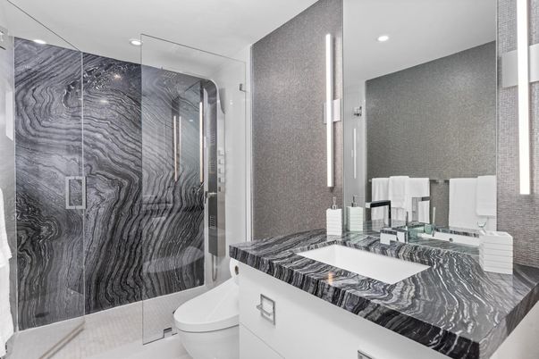 Bathroom, Glass Shower, Interior, Recessed Lighting