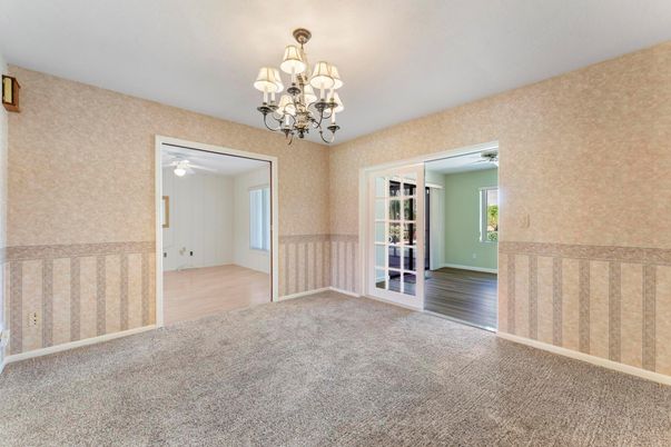Chandelier, Empty room, Interior, Wood Texture Flooring