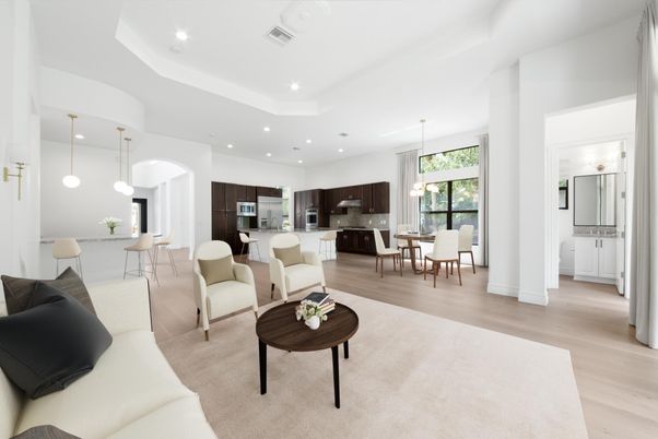 Dining room, Interior, Kitchen, Living room, Pendant Lights, Recessed Lighting, Stainless Steel Appliances, Wood Texture Flooring
