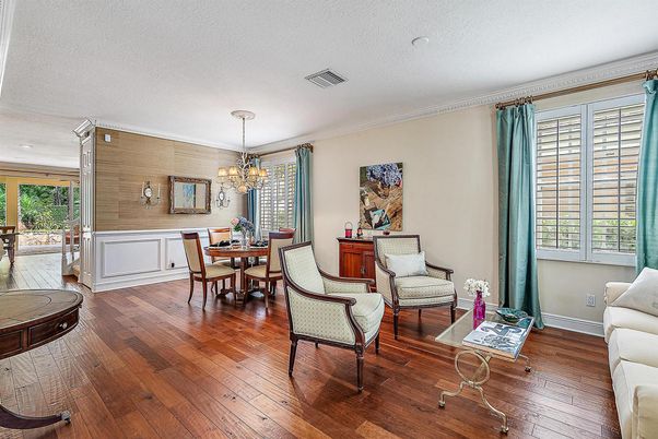 Chandelier, Dining room, Interior, Wood Texture Flooring