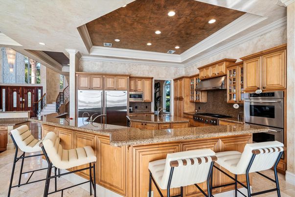 Interior, Kitchen, Recessed Lighting, Stainless Steel Appliances, Wooden Ceilings