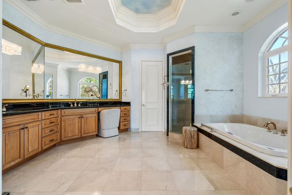 Bathroom, Dual Sink Vanities, Glass Shower, Interior, Recessed Lighting
