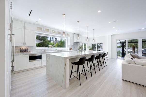 Interior, Kitchen, Pendant Lights, Recessed Lighting, Wood Texture Flooring