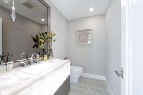 Bathroom, Interior, Recessed Lighting, Wood Texture Flooring