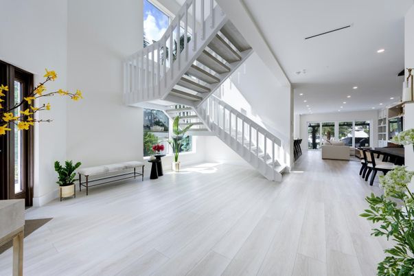 Dining room, Interior, Recessed Lighting, Wood Texture Flooring