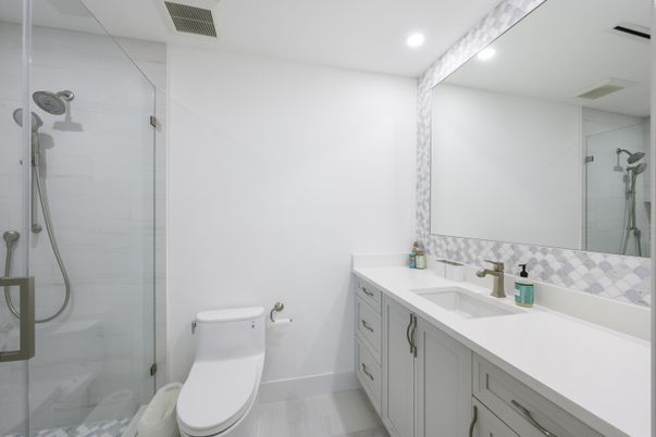 Bathroom, Glass Shower, Interior, Recessed Lighting