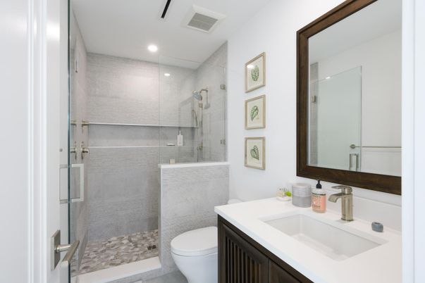 Bathroom, Glass Shower, Interior, Recessed Lighting