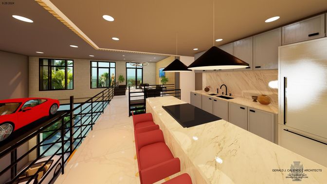 Dining room, Interior, Kitchen, Marble, Pendant Lights, Recessed Lighting, Stainless Steel Appliances