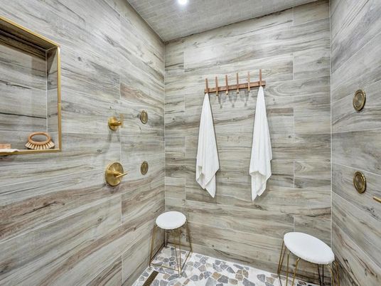 Bathroom, Interior, Recessed Lighting, Wooden Walls