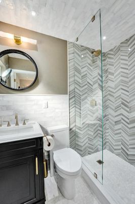Bathroom, Glass Shower, Interior, Recessed Lighting
