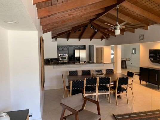 Dining room, Interior, Kitchen, Stainless Steel Appliances, Wooden Beams, Wooden Ceilings