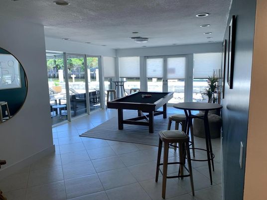 Billiard Table, Game Room, Interior, Recessed Lighting