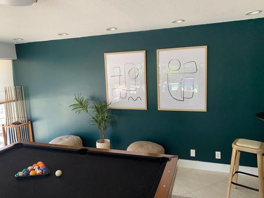 Billiard Table, Game Room, Interior, Recessed Lighting