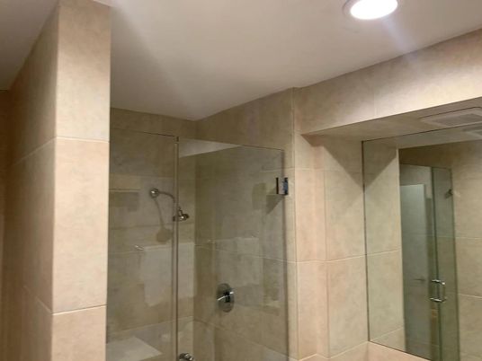 Bathroom, Glass Shower, Interior, Recessed Lighting