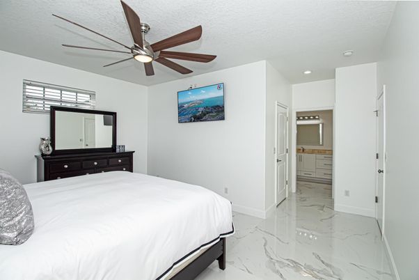 Bedroom, Interior, Marble, Recessed Lighting