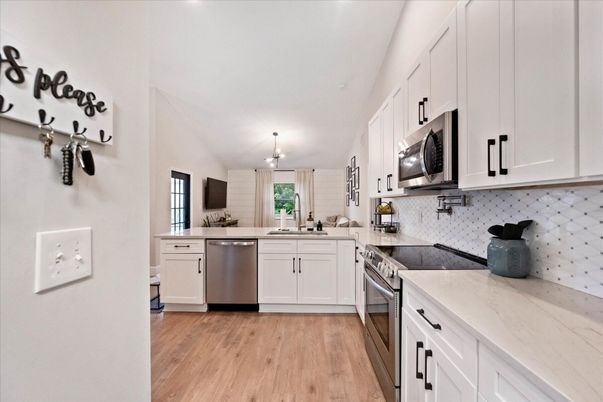 Interior, Kitchen, Stainless Steel Appliances, Wood Texture Flooring