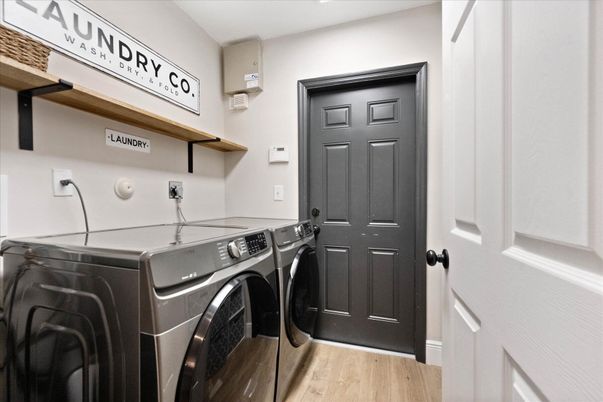 Interior, Washer, Wood Texture Flooring