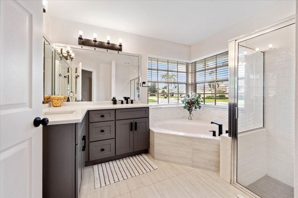 Bathroom, Dual Sink Vanities, Glass Shower, Interior