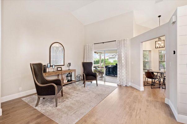 Home Office, Interior, Pendant Lights, Wood Texture Flooring