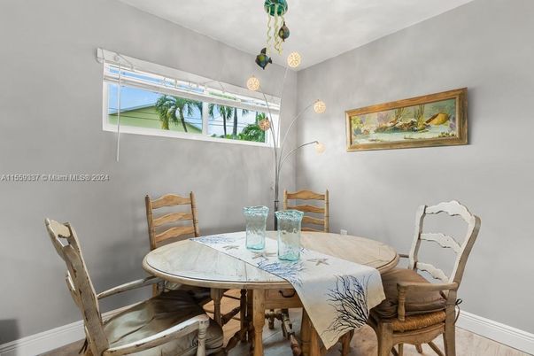 Dining room, Interior, Pendant Lights, Wood Texture Flooring