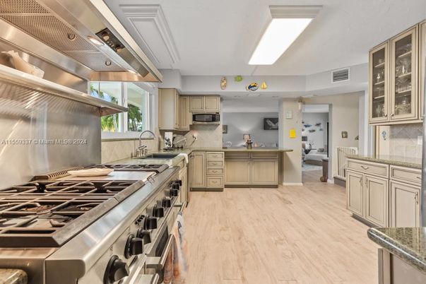 Interior, Kitchen, Stainless Steel Appliances, Wood Texture Flooring