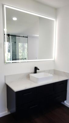 Bathroom, Interior, Recessed Lighting, Wood Texture Flooring