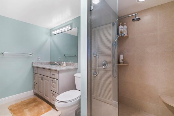 Bathroom, Glass Shower, Interior, Recessed Lighting