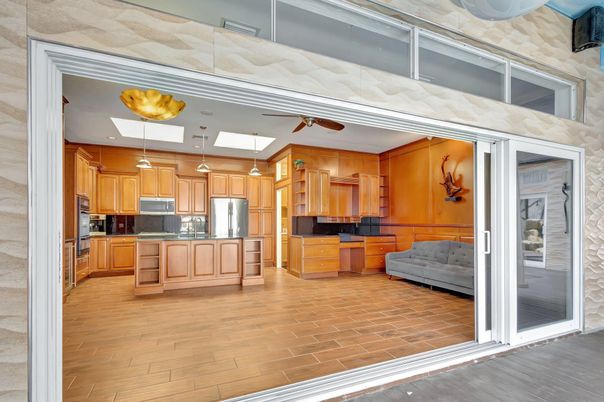 Interior, Kitchen, Pendant Lights, Stainless Steel Appliances, Wood Texture Flooring