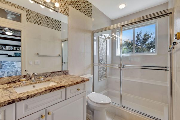 Bathroom, Glass Shower, Interior, Recessed Lighting