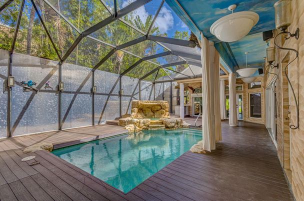 Glass Ceilings, Interior, Pool, Sun Room, Wood Texture Flooring