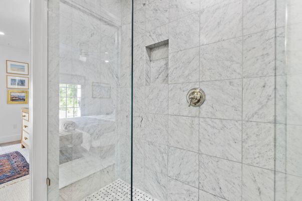 Bathroom, Glass Shower, Interior, Marble Walls