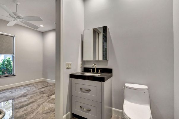 Bathroom, Interior, Recessed Lighting, Wood Texture Flooring