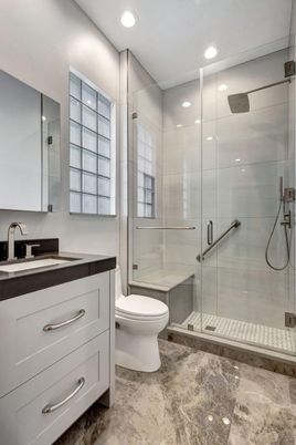 Bathroom, Glass Shower, Interior, Recessed Lighting