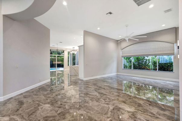 Empty room, Interior, Marble, Pendant Lights, Recessed Lighting
