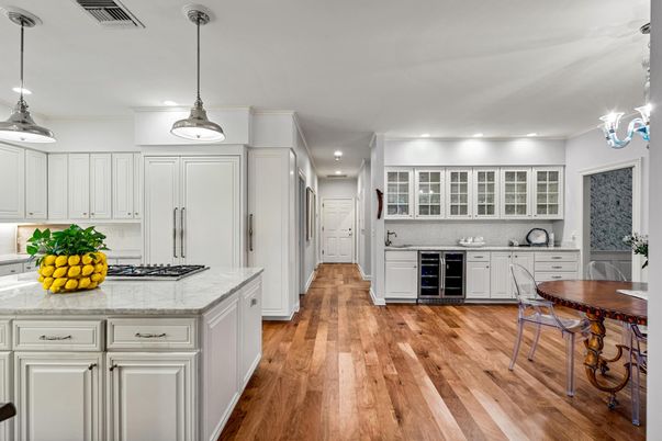 Interior, Kitchen, Pendant Lights, Recessed Lighting, Wood Texture Flooring