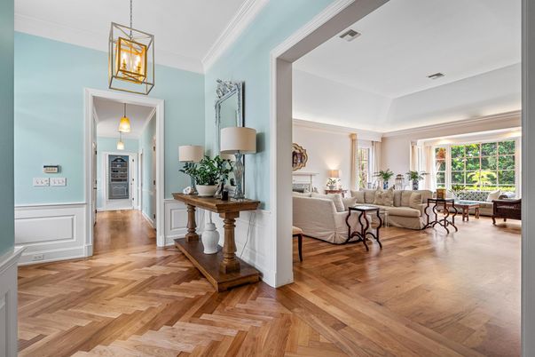 Interior, Living room, Pendant Lights, Wood Texture Flooring