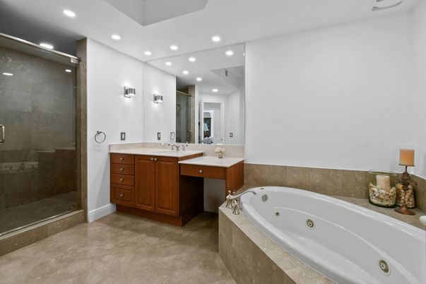 Bathroom, Glass Shower, Interior, Recessed Lighting