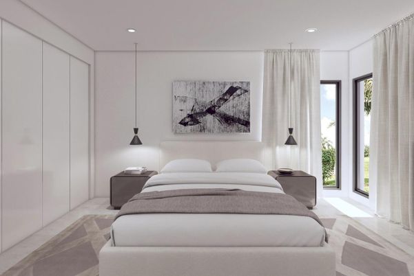 Bedroom, Interior, Pendant Lights, Recessed Lighting