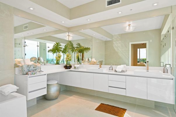 Bathroom, Dual Sink Vanities, Glass Shower, Interior, Recessed Lighting